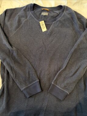 L.L. Bean Men's Navy Waffle Knit Crewneck Sweater